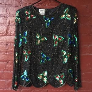 Vtg Sténay blouse w beautiful beadwork & sparkle